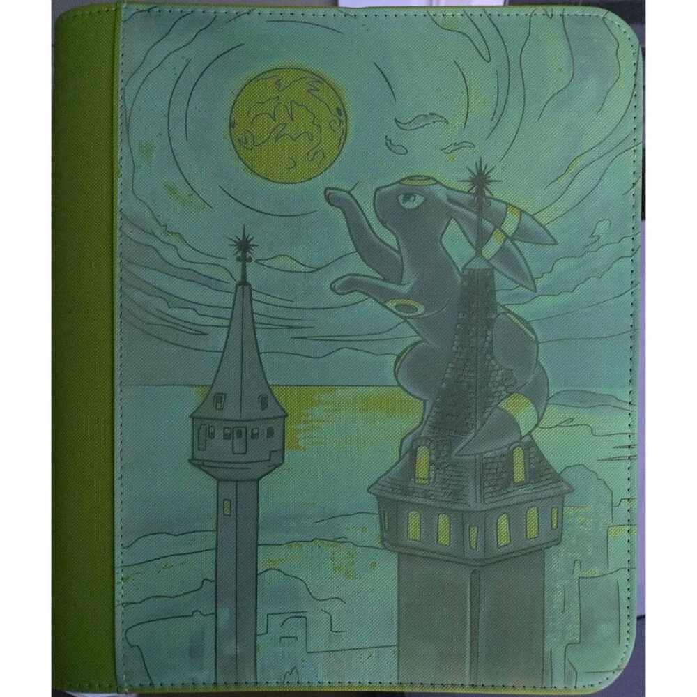 Pokemon Umbreon/Moonbreon 2x2 Green Top Loader Binder 128 Cards Ready to Ship